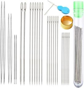 img 4 attached to 🧵 Assorted Beading Needles Set with 6 Big Eye Needles + 20 Long Straight Thread Needles by Y-Axis, Including Needle Bottle