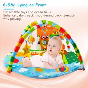 img 2 attached to 👶 VATOS Baby Play Mat and Activity Gym with Ball Pit Kick and Play Deluxe Zoo Plush Infant Play Mat for Babies Ages 0-12 Months - Einstein Pads Included!