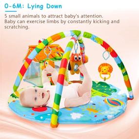 img 3 attached to 👶 VATOS Baby Play Mat and Activity Gym with Ball Pit Kick and Play Deluxe Zoo Plush Infant Play Mat for Babies Ages 0-12 Months - Einstein Pads Included!