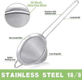 img 3 attached to 🍸 2-Pack 18/8 Small Food Strainer - Fine Mesh Sieve with Long Handle - Cocktail Strainer for Cocktails, Tea Herbs, Coffee & Drinks - Rust-Proof - Great Tea Strainer - 3.5-inch - Stainless Steel