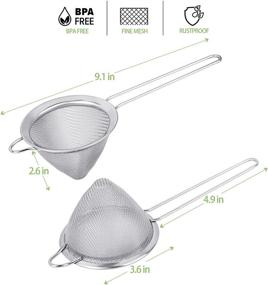 img 2 attached to 🍸 2-Pack 18/8 Small Food Strainer - Fine Mesh Sieve with Long Handle - Cocktail Strainer for Cocktails, Tea Herbs, Coffee & Drinks - Rust-Proof - Great Tea Strainer - 3.5-inch - Stainless Steel