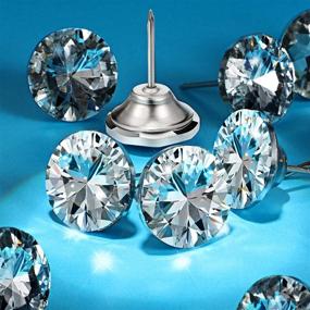 img 1 attached to 💎 Sparkling Crystal Upholstery Buttons: 25mm Clear Crystal Tacks & Imitate Diamond Nails (60 Pieces) – Perfect for DIY Sofa and Wall Decor