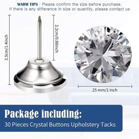 img 3 attached to 💎 Sparkling Crystal Upholstery Buttons: 25mm Clear Crystal Tacks & Imitate Diamond Nails (60 Pieces) – Perfect for DIY Sofa and Wall Decor