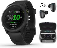 🏃 garmin forerunner 745 smartwatch black with wearable4u black earbuds and charging power bank case bundle - gps running and triathlon logo