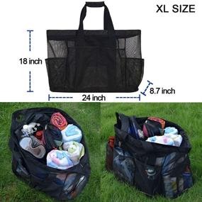 img 2 attached to 🏖️ Extra Large Mesh Beach Bags and Totes with Zipper and Pockets - Ideal for Family Beach/Pool Trips, Oversized Big Beach Duffle Bag for Towels and Beach Toys