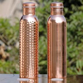 img 3 attached to 🧲 HealthGoodsIn - Set of 2 Pure Copper Water Bottles 600 Ml, Leak-Proof Ayurvedic Copper Water Bottles for Enhanced Health Benefits, Joint-Free Copper Water Bottles Set (20.28 fl. Oz.)