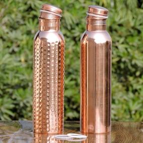 img 2 attached to 🧲 HealthGoodsIn - Set of 2 Pure Copper Water Bottles 600 Ml, Leak-Proof Ayurvedic Copper Water Bottles for Enhanced Health Benefits, Joint-Free Copper Water Bottles Set (20.28 fl. Oz.)