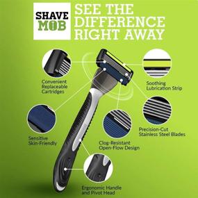 img 2 attached to 🪒 ShaveMOB Flex Head Handle Men's Razor Kit with Trimmer + 12 Refills - Ultimate Caveman Shaving Experience