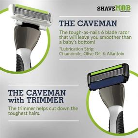 img 1 attached to 🪒 ShaveMOB Flex Head Handle Men's Razor Kit with Trimmer + 12 Refills - Ultimate Caveman Shaving Experience