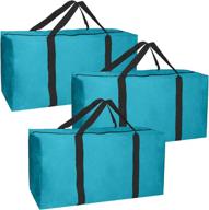 👜 jalousie 3 pack extra large heavy duty storage bags: efficient space savers for moving & travel - tough 600d oxford material (teal-black 3 pack) логотип