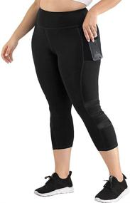 img 4 attached to 🩳 Uoohal Plus Size High Waist Yoga Pants with Pocket - Tummy Control, Running Workout Athletic Leggings for Women