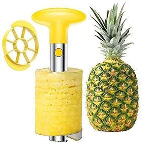 img 2 attached to Vibrant Yellow Stainless Steel Pineapple Corer Peeler: All-in-One Tool for Effortless Fruit Rings & Diced Slices, Easy to Clean