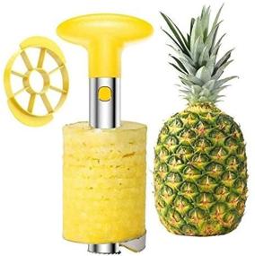 img 3 attached to Vibrant Yellow Stainless Steel Pineapple Corer Peeler: All-in-One Tool for Effortless Fruit Rings & Diced Slices, Easy to Clean