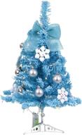 🎄 23.5-inch mini artificial christmas tree with led lights for tabletop, desk, and home decorations (flocking-blue) logo