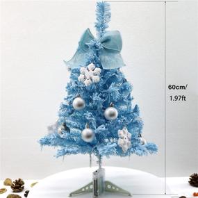 img 2 attached to 🎄 23.5-inch Mini Artificial Christmas Tree with LED Lights for Tabletop, Desk, and Home Decorations (Flocking-Blue)