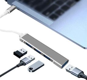 img 4 attached to 💻 Portable USB C to 4-USB Hub Multiport Adapter - 4-in-1 USB C to USB 3.0/2.0 Ports Expander for MacBook Air/Pro, iPad Air 4/Pro, Chromebook, Tesla (Grey) - Supports OTG Function