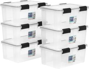 img 4 attached to IRIS USA Weathertight Plastic Storage Bin Tote Organizing Container Bundle – Clear, 19Qt (6 count)