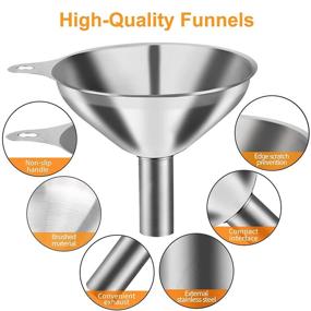 img 2 attached to YLYL 6Pcs Metal Stainless Steel Funnel Set - Large and Small Funnel Set of 🔍 3, Food Grade Mini Funnels for Kitchen Use, Filling Bottles, Flasks, and Cooking - Includes 2 Brushes