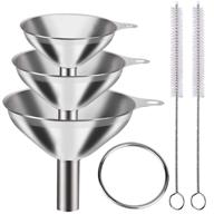 ylyl 6pcs metal stainless steel funnel set - large and small funnel set of 🔍 3, food grade mini funnels for kitchen use, filling bottles, flasks, and cooking - includes 2 brushes logo