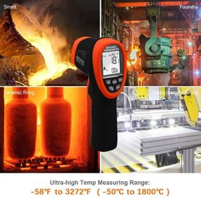 img 1 attached to 🌡️ HOLDPEAK Non-Contact Laser Infrared Thermometer, Digital Temperature Gun, -58℉ - 3272℉ (-50℃~1800℃), Ideal for HVAC, Kiln, Forge, Foundry, Casting Furnace, Industry - Enhanced SEO