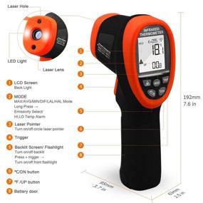 img 2 attached to 🌡️ HOLDPEAK Non-Contact Laser Infrared Thermometer, Digital Temperature Gun, -58℉ - 3272℉ (-50℃~1800℃), Ideal for HVAC, Kiln, Forge, Foundry, Casting Furnace, Industry - Enhanced SEO