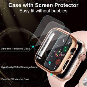 img 3 attached to 📱 Liwin 3-Pack Tempered Glass Screen Protector Cases for Apple Watch SE / Series 6 / 5 / 4 40mm, HD Hard PC Protective Cover Case for iWatch Series SE / 6 / 5 / 4 (40mm, Black/Clear/Rosegold)