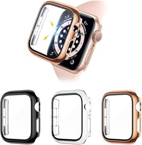 img 4 attached to 📱 Liwin 3-Pack Tempered Glass Screen Protector Cases for Apple Watch SE / Series 6 / 5 / 4 40mm, HD Hard PC Protective Cover Case for iWatch Series SE / 6 / 5 / 4 (40mm, Black/Clear/Rosegold)