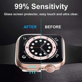 img 1 attached to 📱 Liwin 3-Pack Tempered Glass Screen Protector Cases for Apple Watch SE / Series 6 / 5 / 4 40mm, HD Hard PC Protective Cover Case for iWatch Series SE / 6 / 5 / 4 (40mm, Black/Clear/Rosegold)