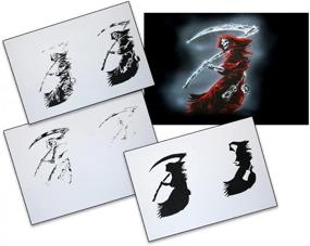 img 1 attached to 💀 UMR-Design AS-087 Grim Reaper Airbrush Stencil Template Step-by-Step Size M: Superior Design for Precision Airbrushing