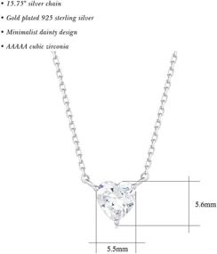 img 2 attached to Carleen Minimalist Dainty Pendant Necklace | 18K White Gold Plated 925 Sterling Silver | Stunning Solitaire CZ Cubic Zirconia | for Women & Girls | 16+2 Inch Silver Chain