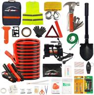 premium car emergency kit by autodeco - 118 pieces of heavy duty car safety 🚗 gear - durable 13.5 foot jumper cables, portable air compressor, tow strap, multifunctional hammer, shovel, and more logo