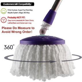 img 3 attached to 🧹 4 Pack of Hurricane Compatible 360° Spin Magic Mop Replacement Heads - Fit 6.3‘’ Standard Round Spin Mops - Microfiber, Machine Washable (White) - Inner hole 2.5'' Only