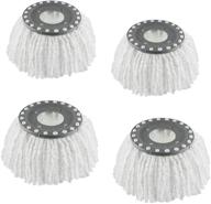 🧹 4 pack of hurricane compatible 360° spin magic mop replacement heads - fit 6.3‘’ standard round spin mops - microfiber, machine washable (white) - inner hole 2.5'' only logo