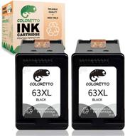 🖨️ coloretto remanufactured hp 63xl ink cartridge combo pack for deskjet, envy, and officejet printers - 2 black cartridges included logo