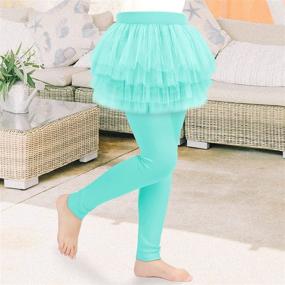 img 3 attached to 👧 Auranso Footless Leggings Pants with Lace Ruffle Tutu Skirt for Little Girls age 2-9 years