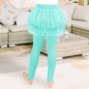 img 2 attached to 👧 Auranso Footless Leggings Pants with Lace Ruffle Tutu Skirt for Little Girls age 2-9 years