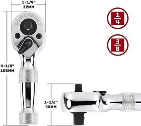 img 2 attached to 🔧 Powerbuilt 640931 1/4-inch to 3/8-inch Drive Stubby Dual Head Ratchet Wrench in Silver