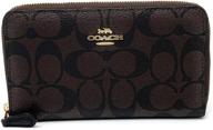👜 stylish coach medium zip around wallet: signature canvas in brown/black logo