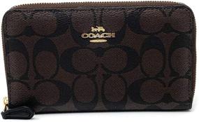 img 4 attached to 👜 Stylish Coach Medium Zip Around Wallet: Signature Canvas in Brown/Black