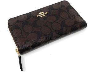 img 1 attached to 👜 Stylish Coach Medium Zip Around Wallet: Signature Canvas in Brown/Black
