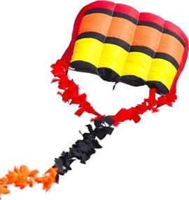 img 4 attached to 🌈 Optimized Fullfar Rainbow Kite for Kids, Durable Nylon Material - 196 inch/5m Length with Y-Shaped Fuzzy/Fringed Tail. Ideal Parafoil Kite for Beach and Outdoor Activities.