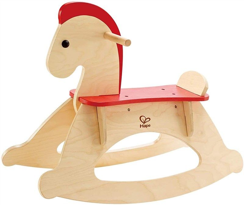 hape rock wooden rocking horse 로고