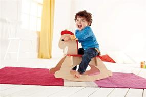 img 3 attached to Hape Rock and Ride Kid's Wooden Rocking Horse: Beige, L: 26.6, W: 11.1, H: 20.6 inch - Premium Quality for Endless Fun!