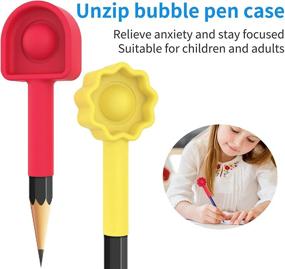 img 2 attached to Multi-functional Pop Bubble Silicon Pencil Box and Sensory Poppet Fidget Toy - Organize Crayons, Markers, and 🖍️ Pens with Zipper Closure | Perfect for School, Home, College, and Office | Includes 5 Free Pop Pen Caps