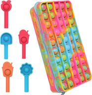 multi-functional pop bubble silicon pencil box and sensory poppet fidget toy - organize crayons, markers, and 🖍️ pens with zipper closure | perfect for school, home, college, and office | includes 5 free pop pen caps логотип