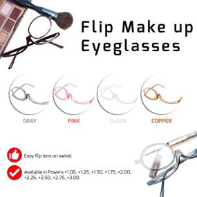 img 3 attached to 👓 2 Pack Magnifying Makeup Glasses - Eye Make Up Womens Cosmetic Reading Glasses Spectacles Flip Over Lens Folding (Clear, 1.50)