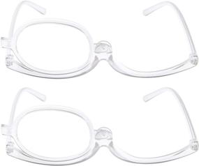 img 4 attached to 👓 2 Pack Magnifying Makeup Glasses - Eye Make Up Womens Cosmetic Reading Glasses Spectacles Flip Over Lens Folding (Clear, 1.50)