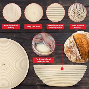 img 2 attached to 🥖 Premium Banneton Bread Proofing Basket Set - 2-Pack Round & Oval Rattan Sourdough Baskets with Dough Scraper, Linen Liner, Lame, and Brush - Perfect Bread Making Tools for Both Pros & Home Bakers