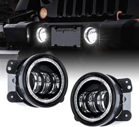 img 4 attached to 🚙 Premium 4" Osram LED Fog Lights for Jeep Wrangler JK Unlimited [Halo Turn Signal & DRL] [60W] [6,500K] - Amazing Jeep Accessories 07-18 - Superb Driving Light Upgrade!