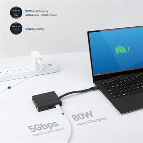 img 1 attached to 🔌 USB C Hub with 4K HDMI, 80W Charging, UHS-II Card Reader, 4X USB, and Gigabit Ethernet - Compatible with MacBook Pro, Dell XPS - USB-C and Thunderbolt 4 / USB4 / Thunderbolt 3 Port - Cable Matters